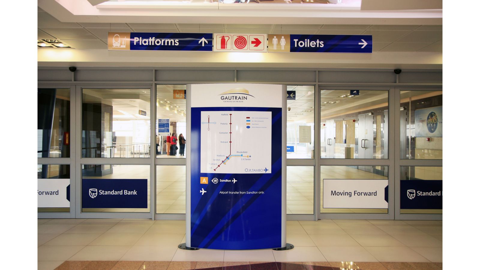 Way-finding signage for the Gautrain