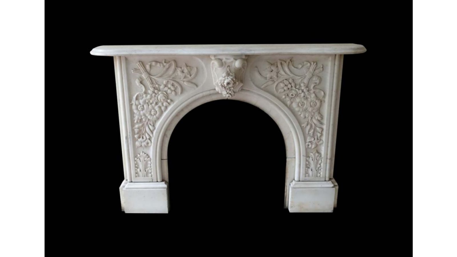 1853 Arched Statuary White Marble Mantel with Summer Screen