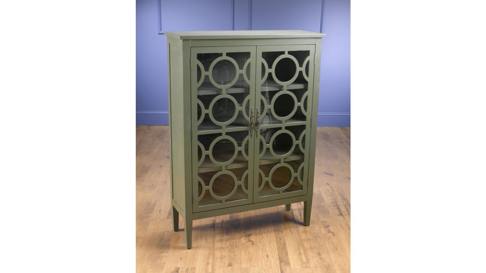 70380-GR Grey Cabinet with Two Glass Doors