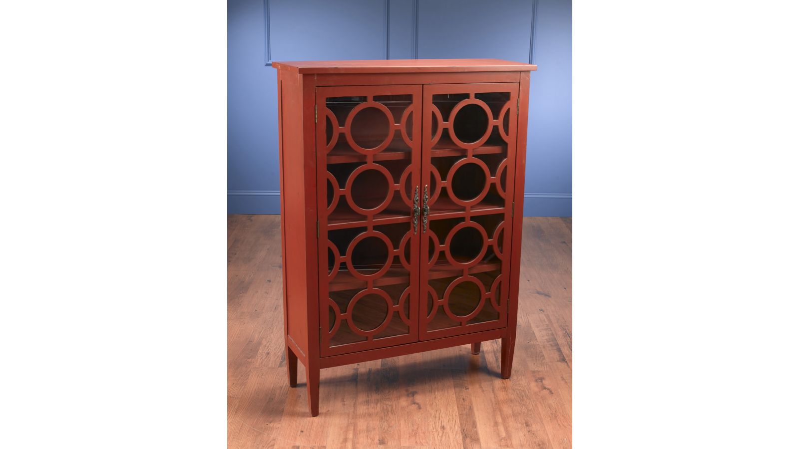 70380-RD Red Cabinet with Glass Doors