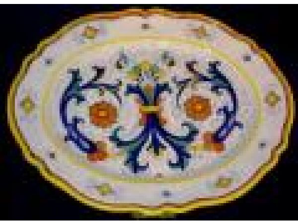 603/25 13'' Oval ruffled edge serving platter - Deruta Antica