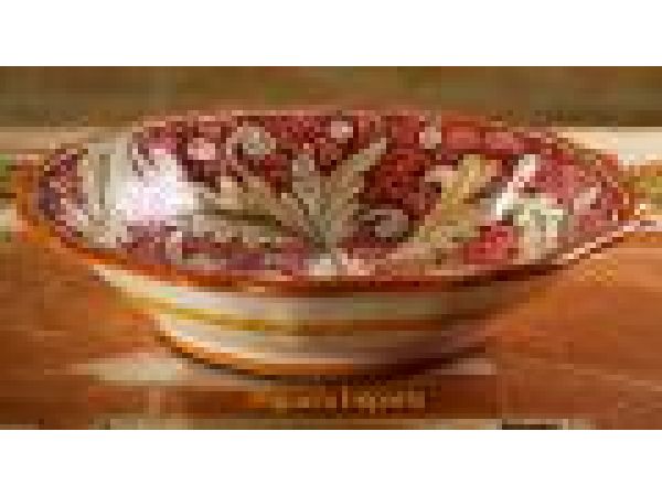 688/30 12'' Round Scalloped Edge Serving/Fruit Bowl - Floreale Rosso