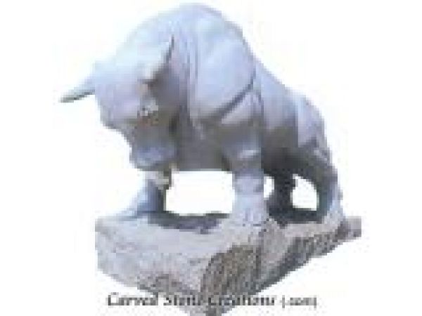 AST-131 ''Raging Bull'' Hand-Carved Granite Bull-Animal Statuary