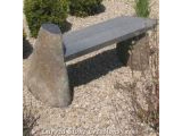 BEN-003, Natural River Rock Bench with Polished Slab Seat