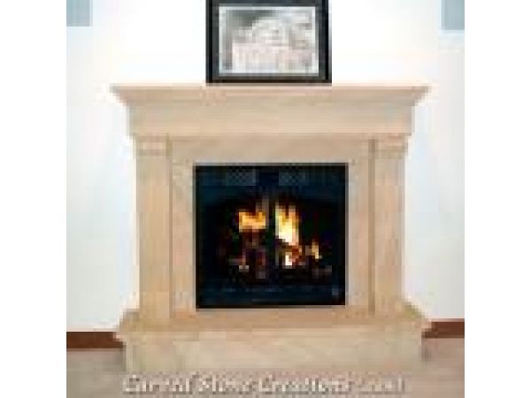 FP-015, ''Traditional Wood'' Carved Sandstone Fireplace Surround