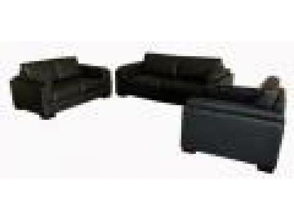 SL 238 Black, Modern Black Leather Sofa Set