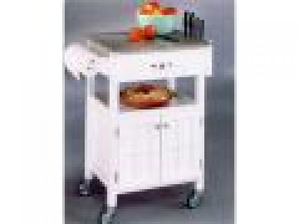 White Kitchen Cart with Granite Top and Storage