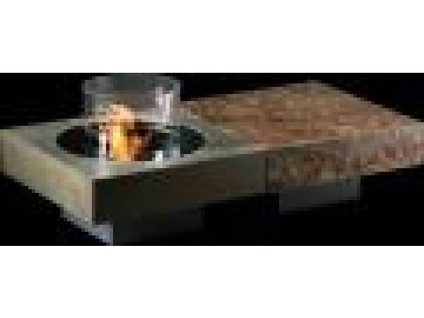 Quad Modular Slate Coffee Table with GlassFire‚© Cylinder