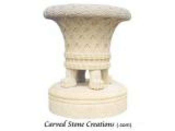 FV-021, Round Lattice Granite Planter w/ Footed Pedestal