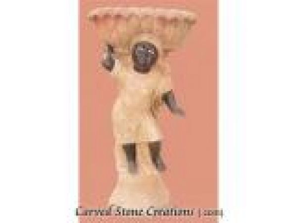 FIG-M081, ''African Water Carrier (woman)'' Hand-Carved Marble Statuary