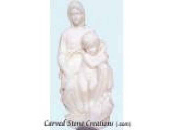 FIG-M069, ''Mother & Child'' - Hand-Carved Marble Statuary
