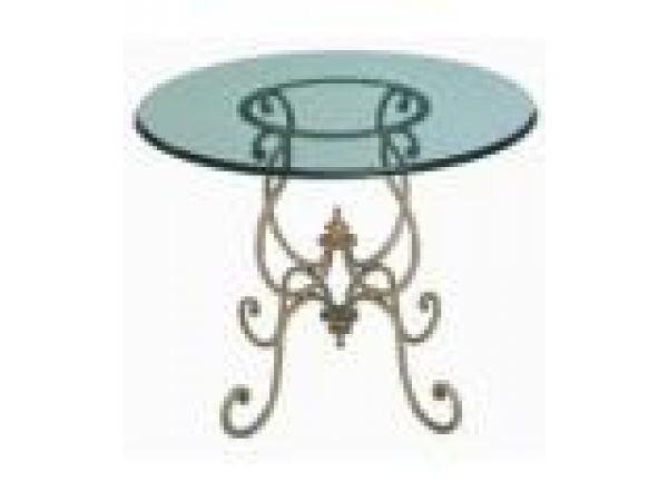 Round Iron Base Café Table with Glass Top