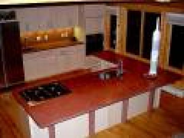 Concrete Countertop in Deep Red