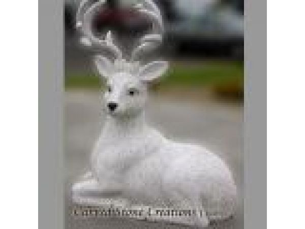 AST-101, ''Reposed Deer'' Hand-Carved Granite Animal Statue