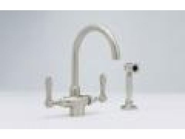 Single Hole C-Spout Kitchen Faucet with Sidespray