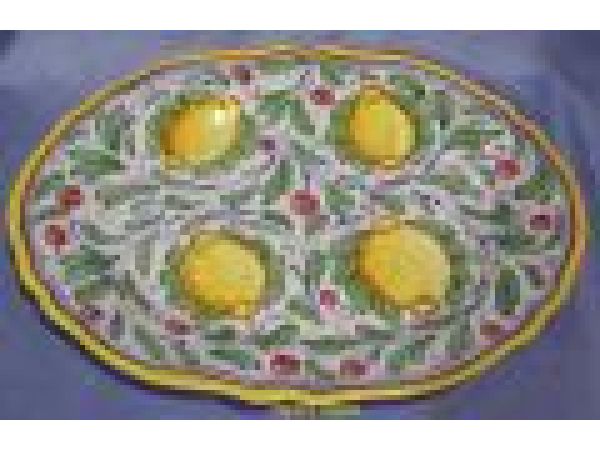 603/25 13'' Oval ruffled edge serving platter - Limoni/Frutta