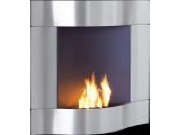 Euro-Chimo Stainless Steel No-VentEthanol Fireplace Small Wave