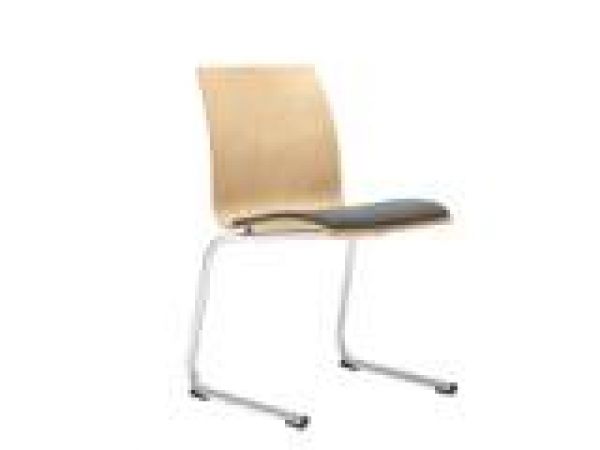 C-shaped cantilevered stacking chair