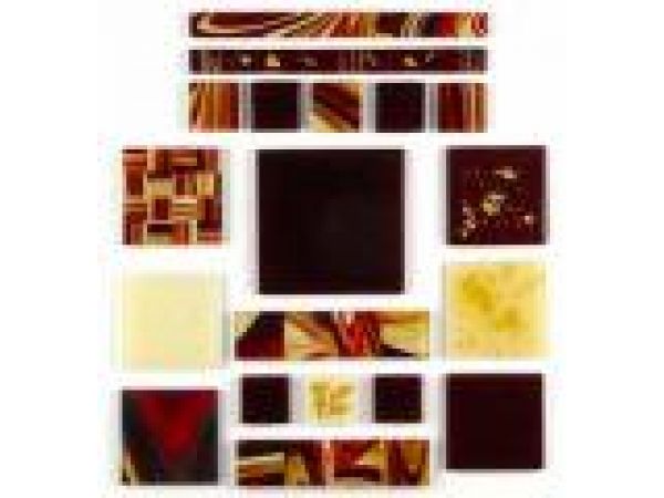DH ''Crimson & Cream'' Hand-made Art Glass Tiles
