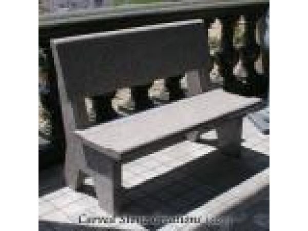 BEN-114, Contoured Park Style Granite Bench W/ Back