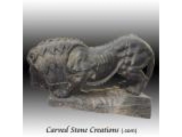 AST-123, ''The Pounce'' Hand-Carved Marble Lion-Animal Statuary