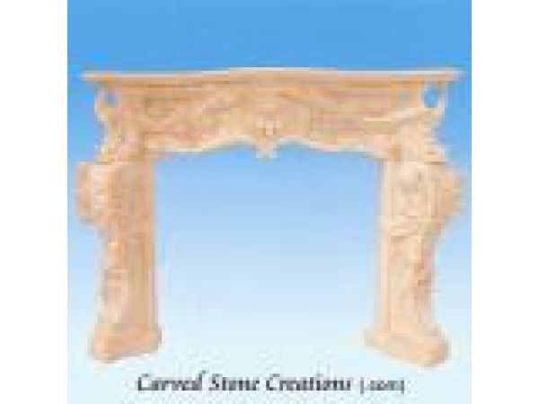 FP-154, ''Beautiful Baroque'' Hand-Carved Stone Fireplace Surround