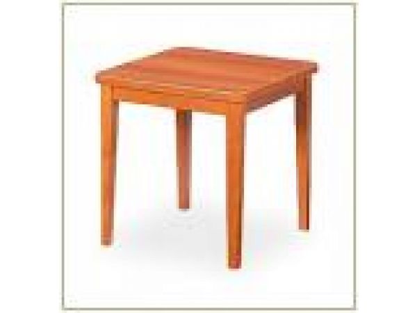 Square end table with tapered legs and high pressu