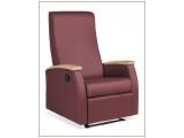 Recliner Chair. Solid wood full span armcaps.