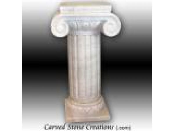 PED-003, White Marble Ionic-Style Pedestal