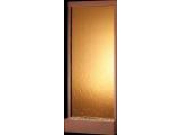 10' Tall Grande Rear Mount Bronze Mirror Panel with Copper Vein Frame Freestanding Fountain