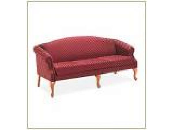 Camel back three-seat sofa with Queen Anne legs