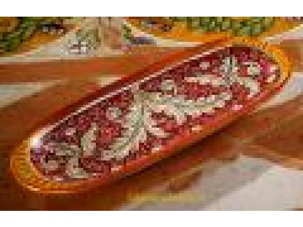 800/29 11'' Oval Serving Tray - Floreale Rosso