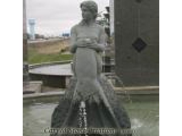 FIG-G004, ''Seated Mermaid'' Hand-Carved Granite Statue