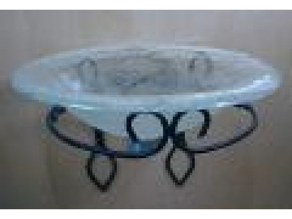 Glass vessel sink with wrought iron base Model LAS