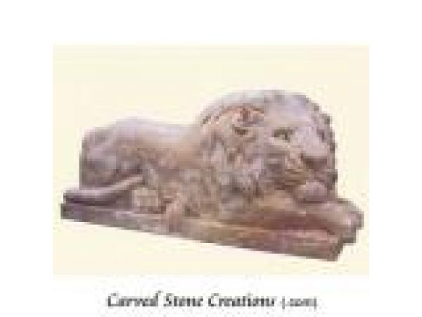 AST-124, ''Serenity'' Hand-Carved Marble Lion-Animal Statuary