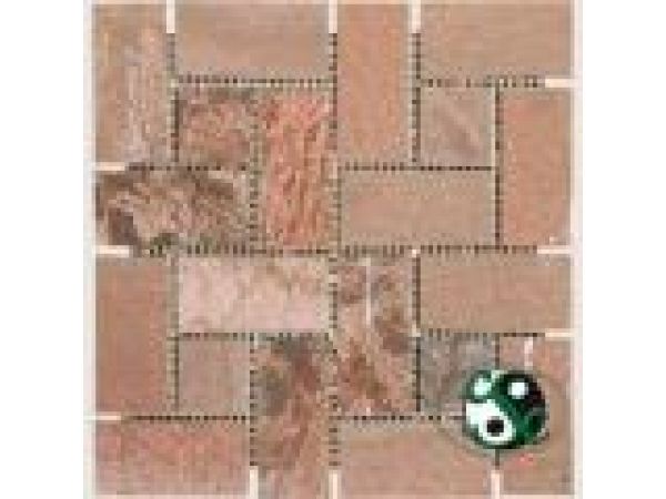 MOS-Q045, Copper Quartzite 2'' x 4'' Pinwheel Mosaic