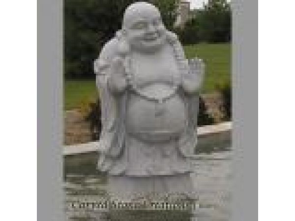 FIG-G002, ''Smiling Buddha'' Hand-Carved Granite Statue