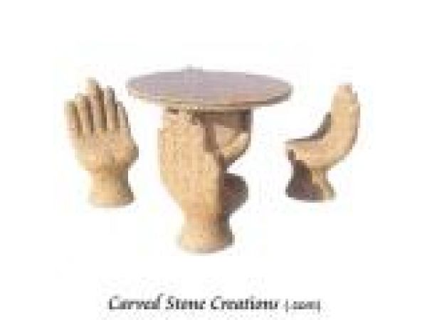 TBL-007 Round Granite Table w/Palm Style Base & Four Matching Stools
