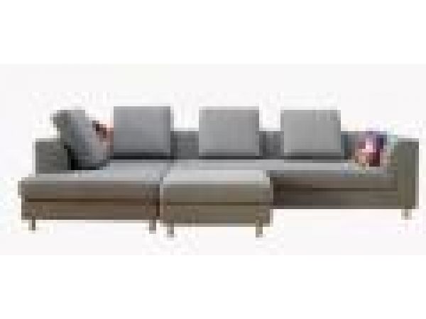 SL 167 Gray, Fabric Sofa Chaise & Ottoman