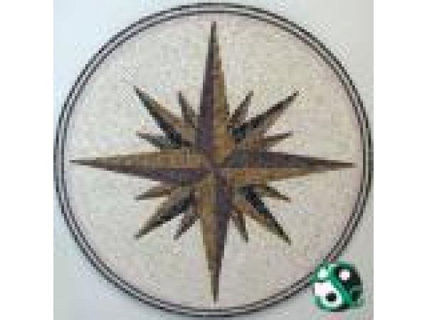 MED-M006, Compass Multi-color Marble Floor Medallion