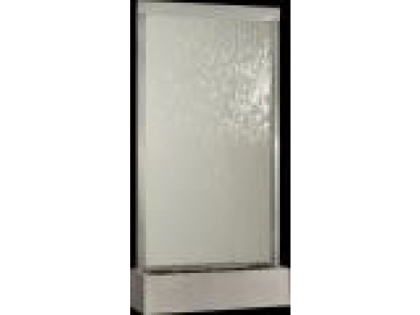 8' Tall Grande Center Mount Clear Glass Panel with Brushed Stainless Steel Freestanding Fountain