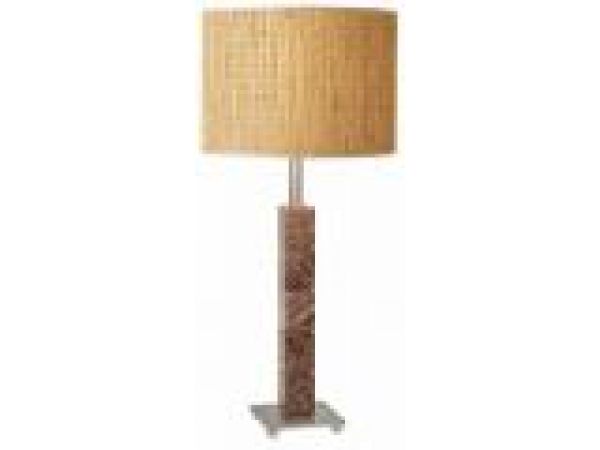 COPPER MARBLE LAMP WITH WOVEN GRASS SHADE