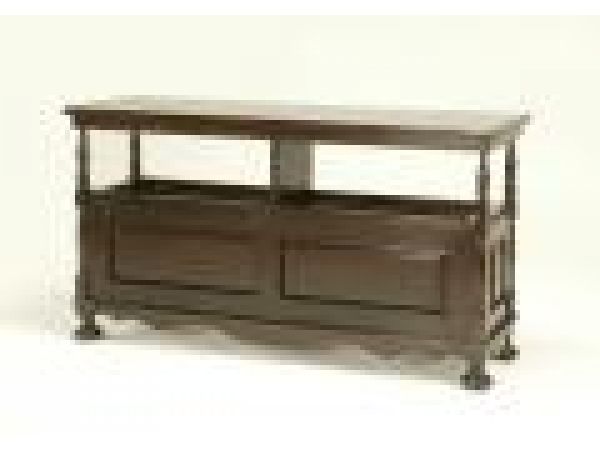 2955 Console Table with Mag azine Rack Mitered pla
