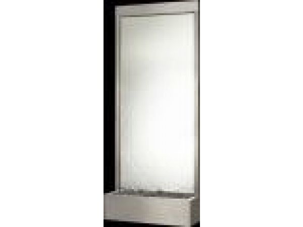 10' Tall Grande Rear Mount Silver Mirror Panel with Brushed Stainless Steel Freestanding Fountain