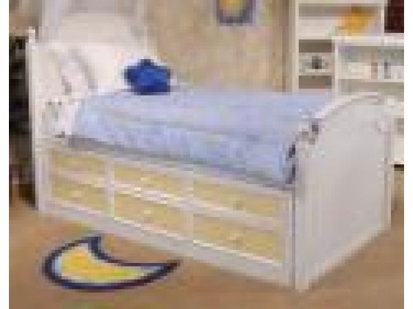 Crayons White Finish Captains Bed