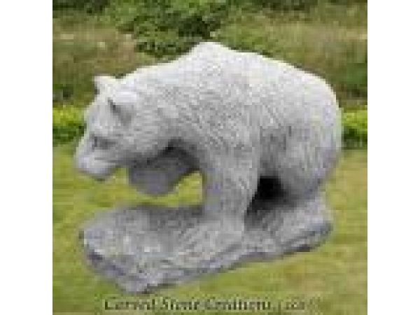 AST-036, ''Realistic Bear'' Hand-Carved Granite Animal Statue