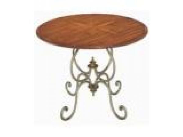 Round Iron Base Café Table with Wood Top