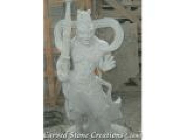 FIG-G005, ''Temple Guard'' - Left Hand-Carved Granite Statue