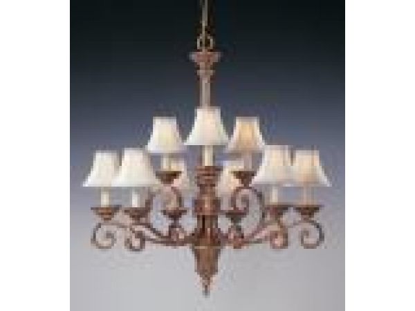 10 Light Two-tier Chandelier w/ shades