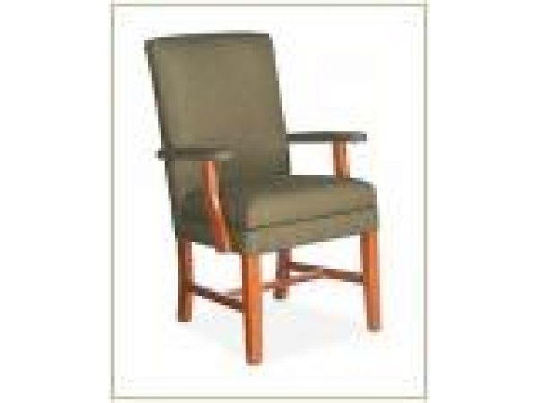 High back Martha Washington style armchair. Uphols